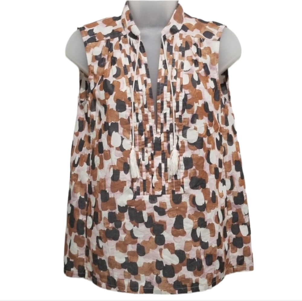 J. CREW  Tan Green Abstract Polka-dot Tassel 0
